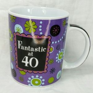 GANZ "Fantastic At 40" MUG 10 oz Cup Purple Floral